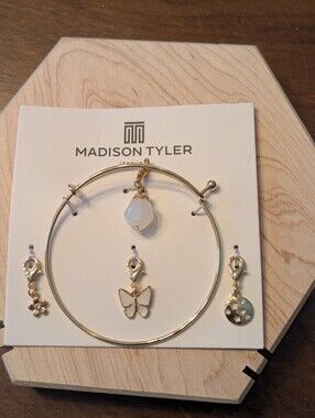 Madison Tyler Gold Tone Charm Bangle Bracelet